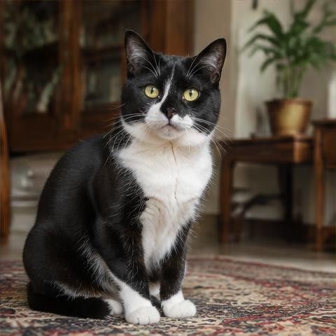 Sneha's photobook of Pixel, Tuxedo cat